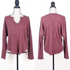 NWT Blu Pepper Dark Dusty Rose Long Sleeve Tee, Size Large